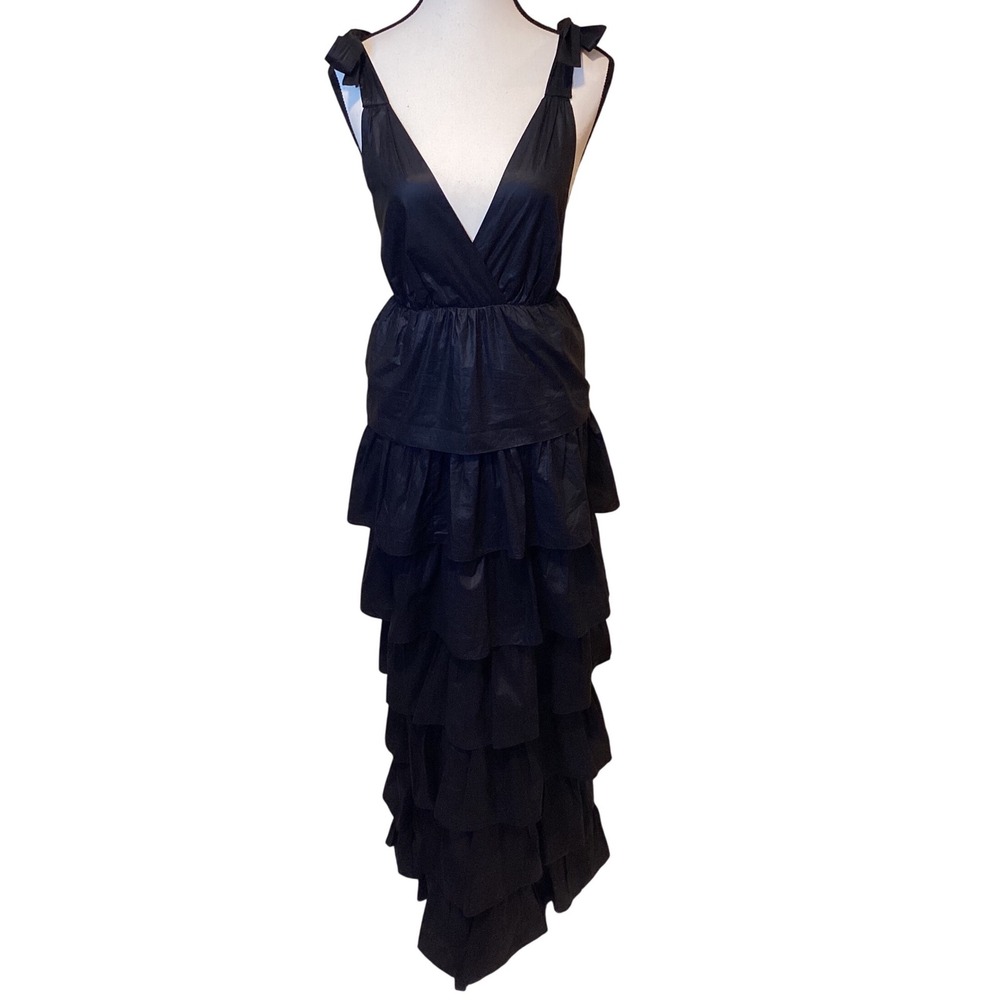 Friis & Co Bengta Dress, Black Tiered Ruffle dress, Size Extra Small